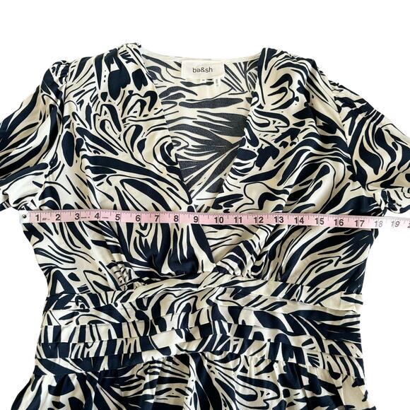 BA&SH Cae Graphic Print Draped V-Neck Long Sleeve Blouse Size Medium NWT - Picture 5 of 15